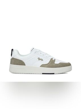Harmont & Blaine White and Taupe Suede-Trim Sneakers Size 42= US 8.5-9